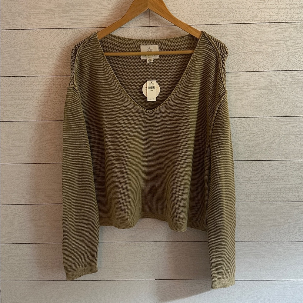 Aerie Olive Green V-Neck Sweater